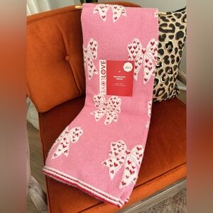 Hotel Collection Pink and White Heart Throw